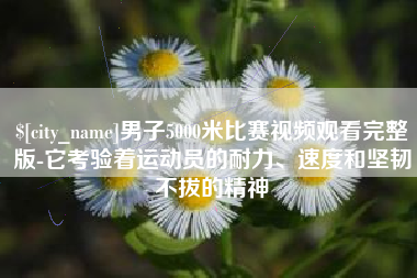 瓦房店男子5000米比赛视频观看完整版-它考验着运动员的耐力、速度和坚韧不拔的精神